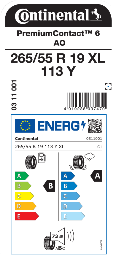 Pneumatika Continental PremiumContact 6 265/55 R19 113Y XL AO Continental PremiumContact 6 265/55 R19 113Y XL AO