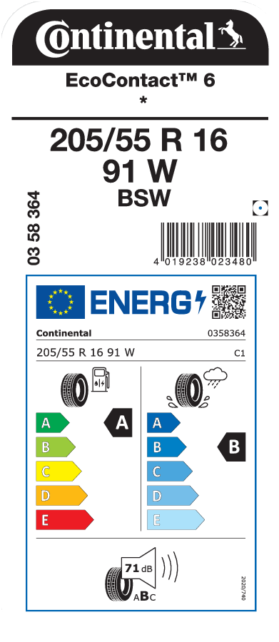 Pneumatika Continental EcoContact 6 205/55 R16 91W * Continental EcoContact 6 205/55 R16 91W *