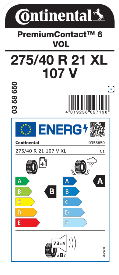Pneumatika Continental PremiumContact 6 275/40 R21 107V XL VOL Continental PremiumContact 6 275/40 R21 107V XL VOL